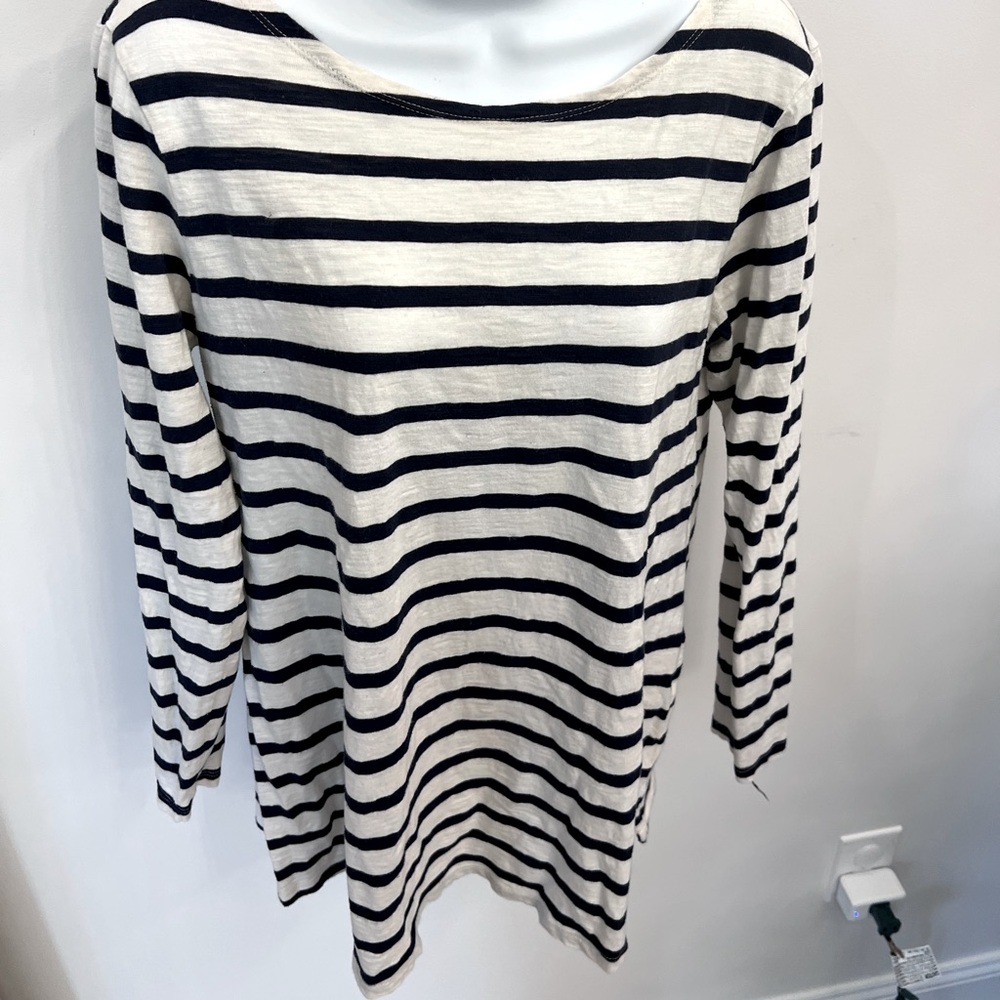Old Navy Navy navy blue & white striped maternity boat neck long sleeve t-shirt